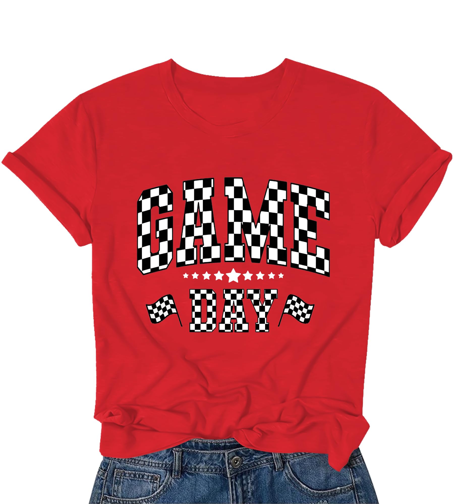 Football Shirts for Women – Game Day Shirt Sunday Funday Football Season Tee Tops Red