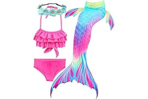 Camlinbo 3Pcs Girls Swimsuits Mermaid for Swimming Mermaid Costume Bikini Set for Big Girls Birthday Gift 3-12 Years