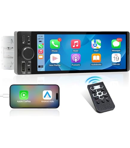 Autoradio 7 Pouces 1 DIN Avec CarPlay/Android Auto Sans Fil - Ecran Tactile, Caméra De Recul, USB-C