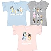 Bluey Girls 3 Pack T-Shirts Toddler to Big Kid Sizes (2T - 10-12)
