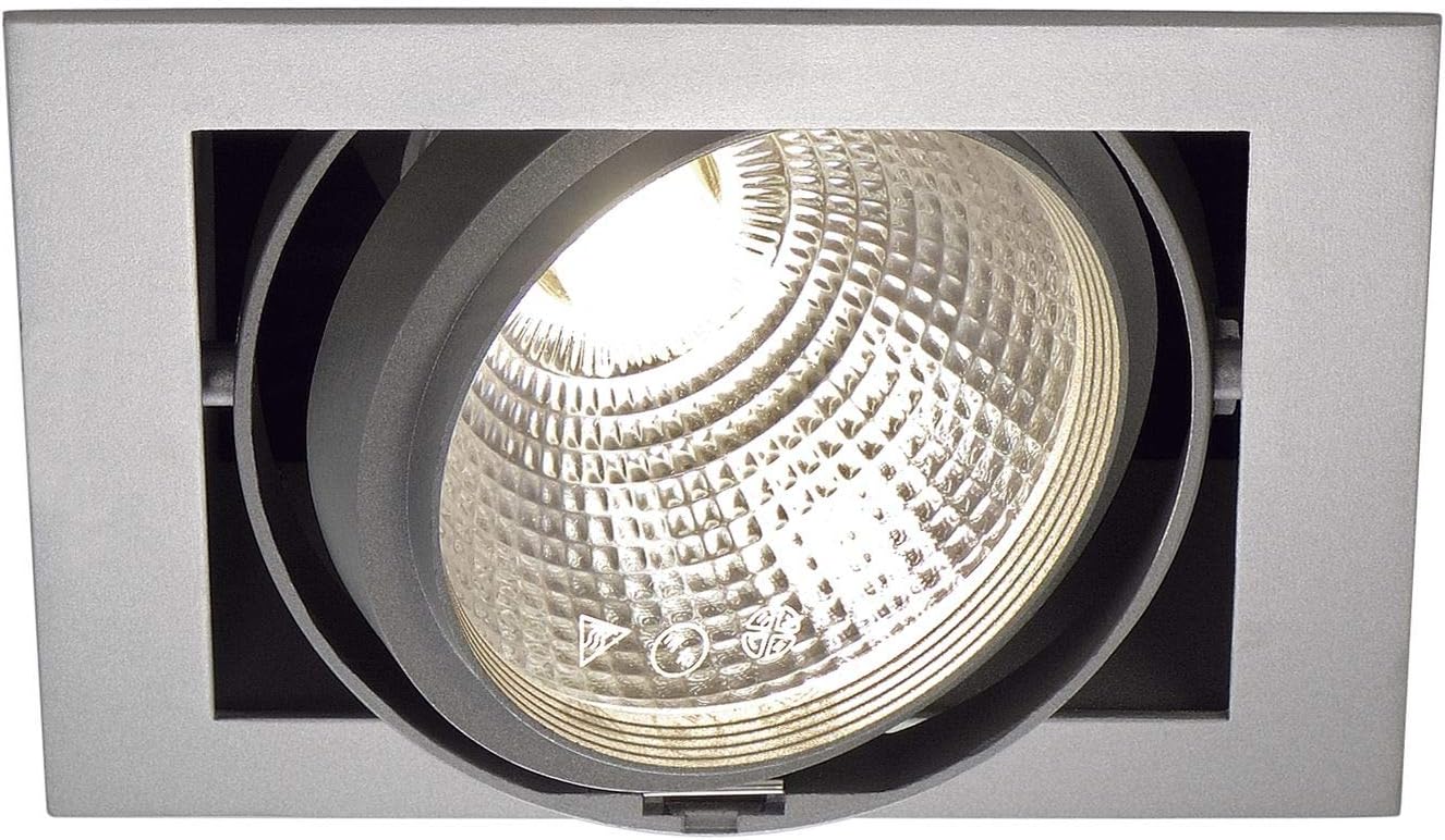 SLV Recessed Ceiling Light Square DL 195 / Spotlight, floodlight, Ceiling Spotlight, recessed Light LED, Indoor Lighting / G12 70W Grey