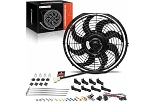 A-Premium 12'' 12 inch Electric Radiator Fan 1700 m³/h, 12V 80W with Thermostat Wiring Switch Relay Kit