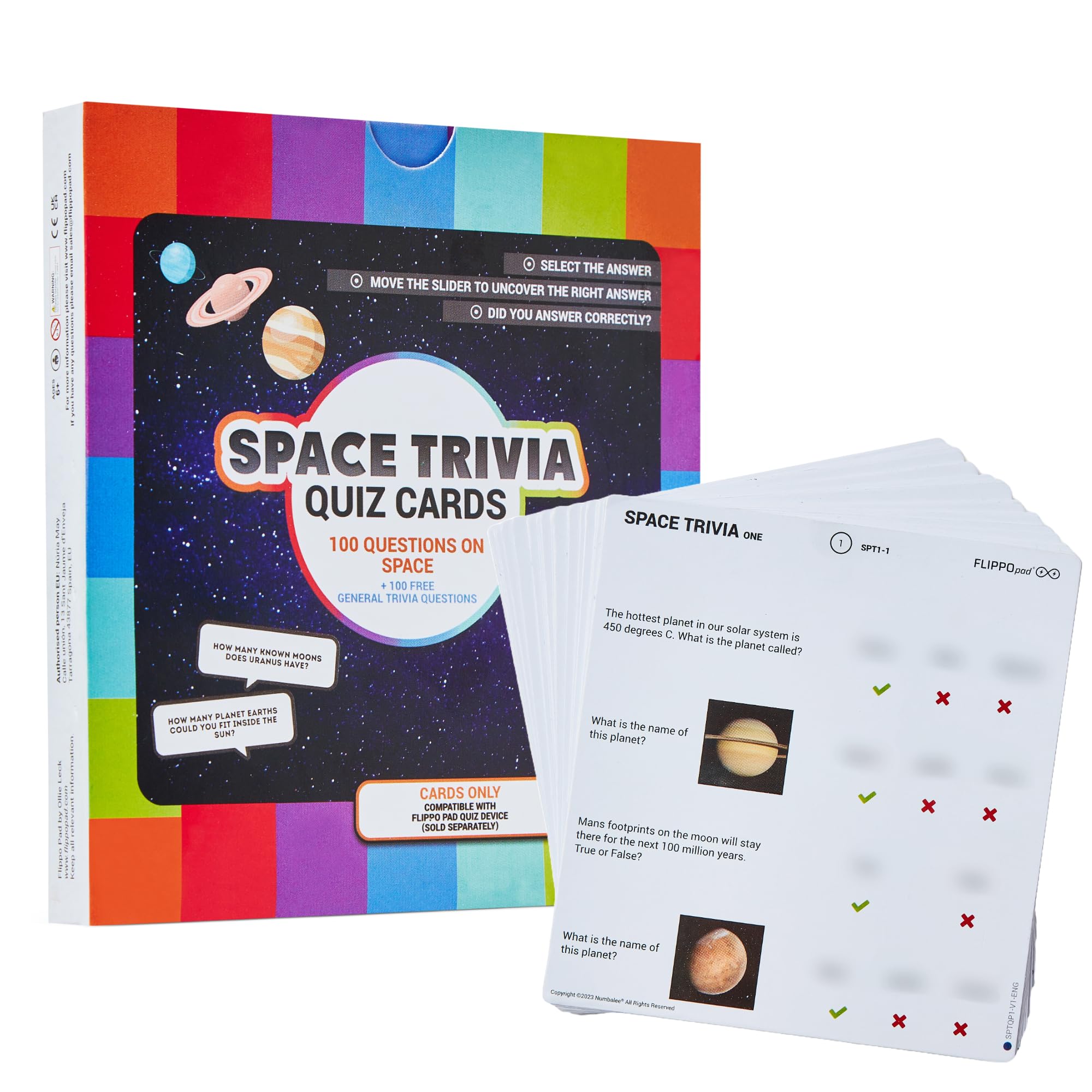 Flippo pad Topic Cards - Space Trivia Quiz Cards - 25 Cards - 200 Questions - Educational & Fun - Test Your Knowledge - Ideal Travel Game - Quiz Games for Families - Portable Game - Age 6+