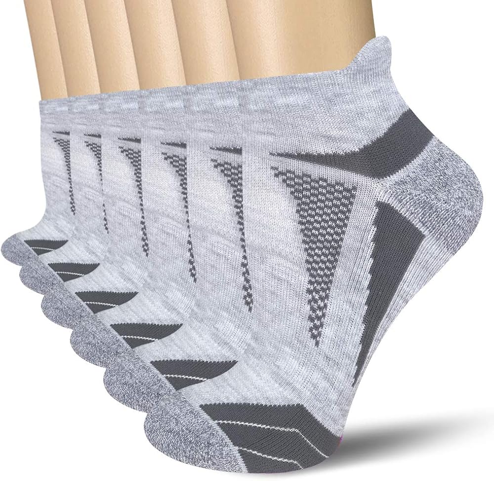 AKOENY Women's Performance Athletic Running Socks, Gray, Size 9-11, 6 Pack: Clothing