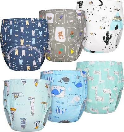Aolso Reusable Potty Training Pants Boys 6 Pack 100% Cotton 110