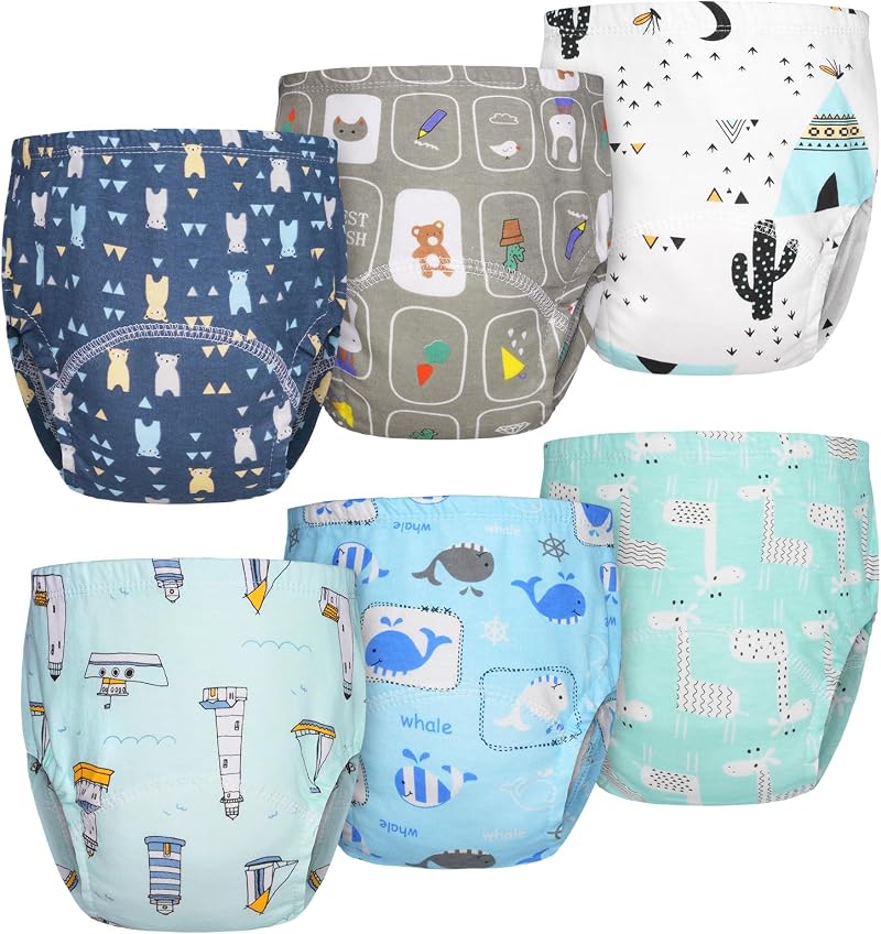 Aolso Reusable Potty Training Pants Boys 6 Pack 100% Cotton 110