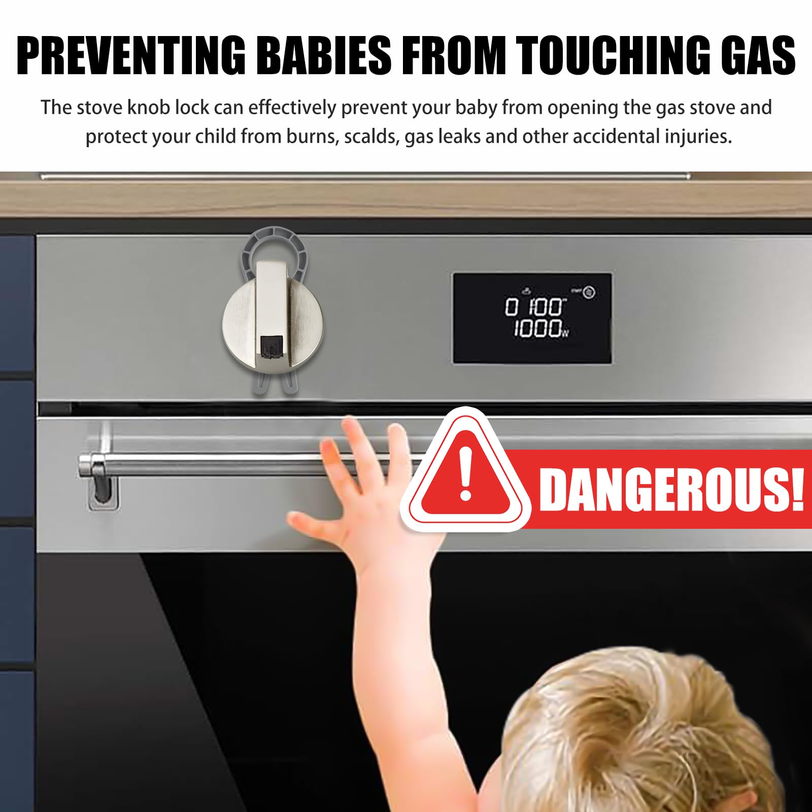 Stove Knob Safety Locks – Gas Stove Oven Knob Safety Covers –Child and Pets Proofing Locks (5 Pack) Grey