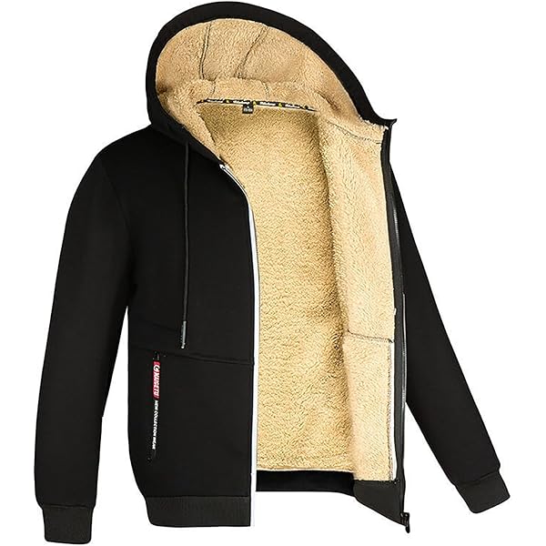 ZWRXW Hoodies for Men Full Zip Heavyweight Fleece Sherpa Lined