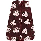 Hudson Baby Unisex Baby Plush Sleeping Bag, Sack, Blanket, Burgundy Floral Sleeveless, 0-6 Months