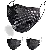Breathable Comfort Mesh Face Mask Adults Youth 3D Adjustable Reusable Washable Sport Masks for Home Office Work Outdoor Black