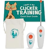 ALBERT &amp; MIA Cat Training Kit Quiet Clicker + Target Stick + Pouch + Guide | Teach tricks to kittens, dogs and puppies, beginner to expert, treat bag and step by step manual, complete pet starter bundle