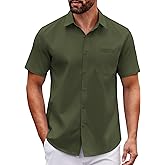 COOFANDY Mens Short Sleeve Button Down Shirts Casual Dress Shirt Untucked Shirts with Pocket