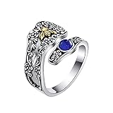 HUKKUN Lapis Lazuli Ring Sterling Silver Adjustable