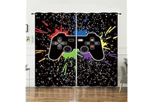 AILONEN Gamer Curtains for Boys Bedroom Kids Gamepad Window Curtain,Boys Video Games Window Treatment Drapes Coloful Decor Grommet Curtains 2 Panels Set