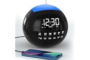 EOXSMILE Digital Alarm Clock Radio FM, 7 Color Night Light Bluetooth Speaker, USB &Type C Charging Port, LED Dimmer Display,Sleep Timers,12/24H, Plug in Digital Clock for Bedroom Bedside Desk Kid Heavy Sleeper