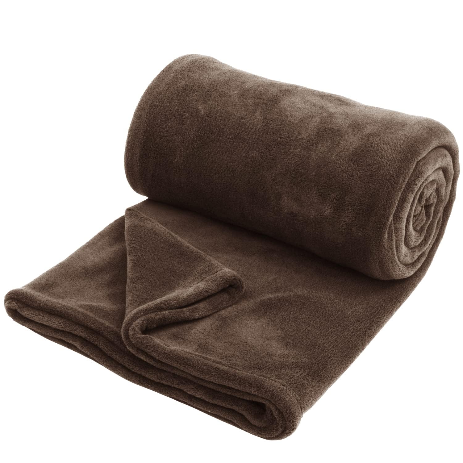 Hafaa Fleece Blanket Throw Double Fluffy Throws for Sofas - 400 GSM Soft Cosy Warm Bed Blankets for Adults Kids Twin Size, Brown, 150x200cm