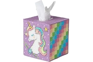 Herrschners Rainbow Unicorn Tissue Box Plastic Canvas Kit