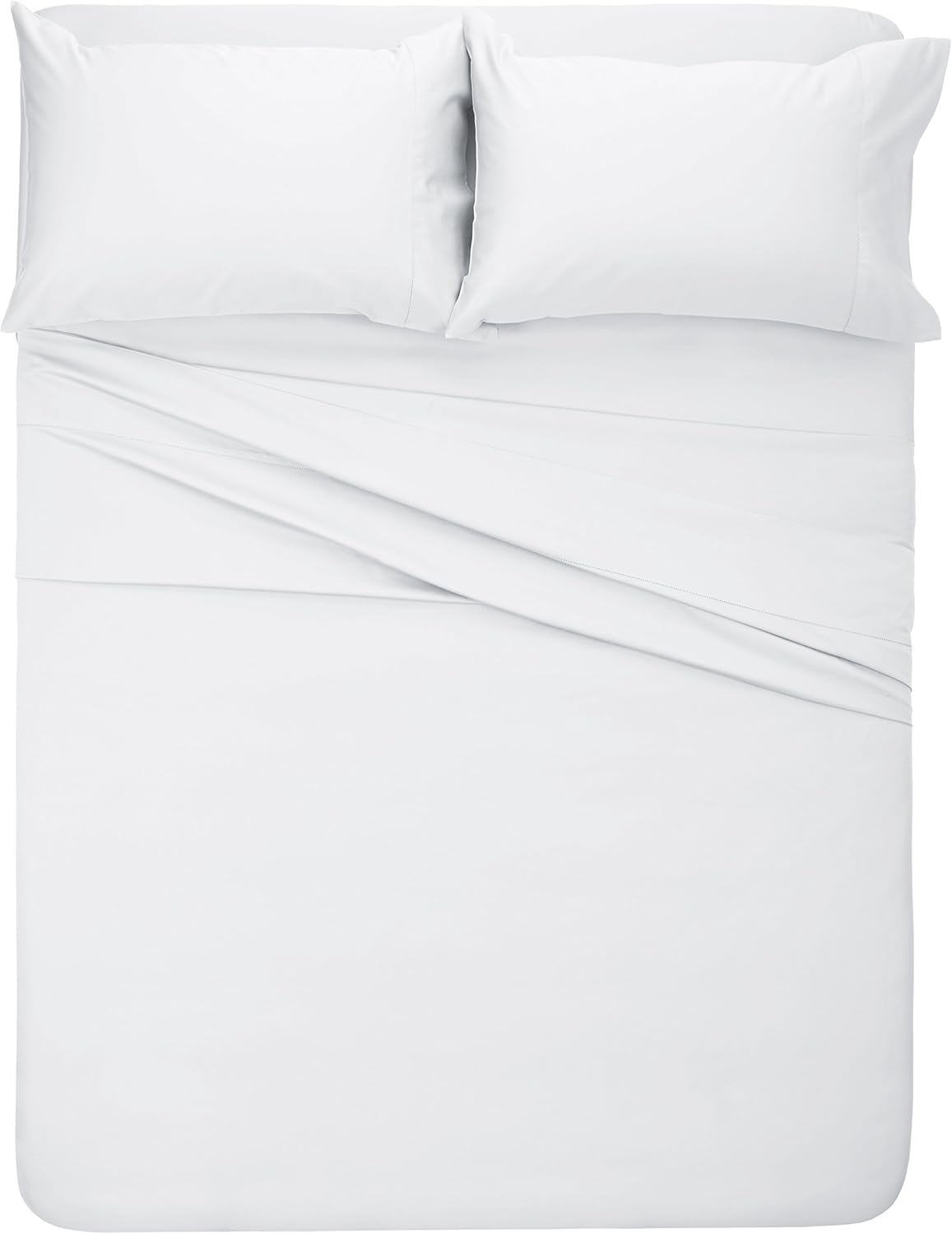 Pinzon 400 Thread Count Egyptian Cotton Sateen Hemstitch Sheet Set - Queen, White: Home & Kitchen