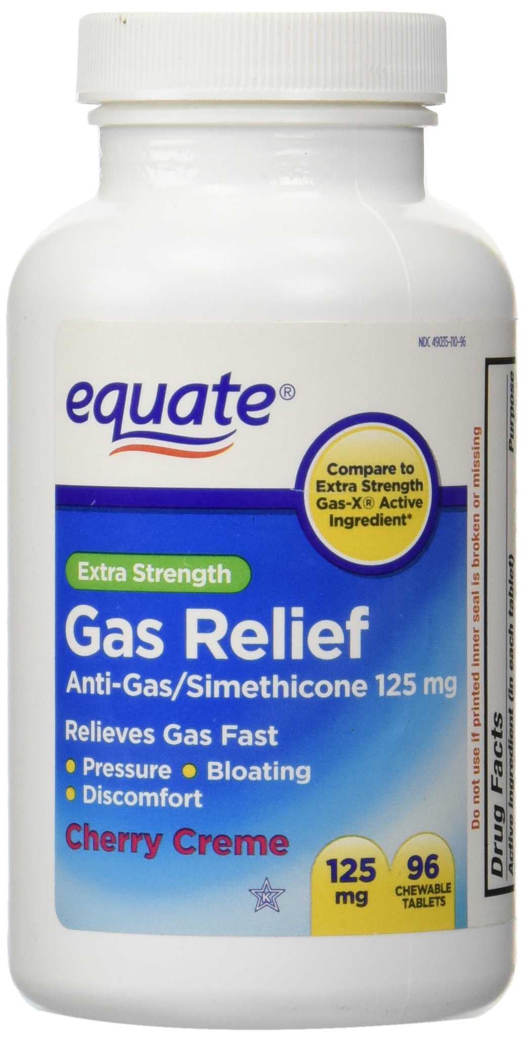Equate Gas Relief, Extra Strength, Simethicone 125 mg, 48