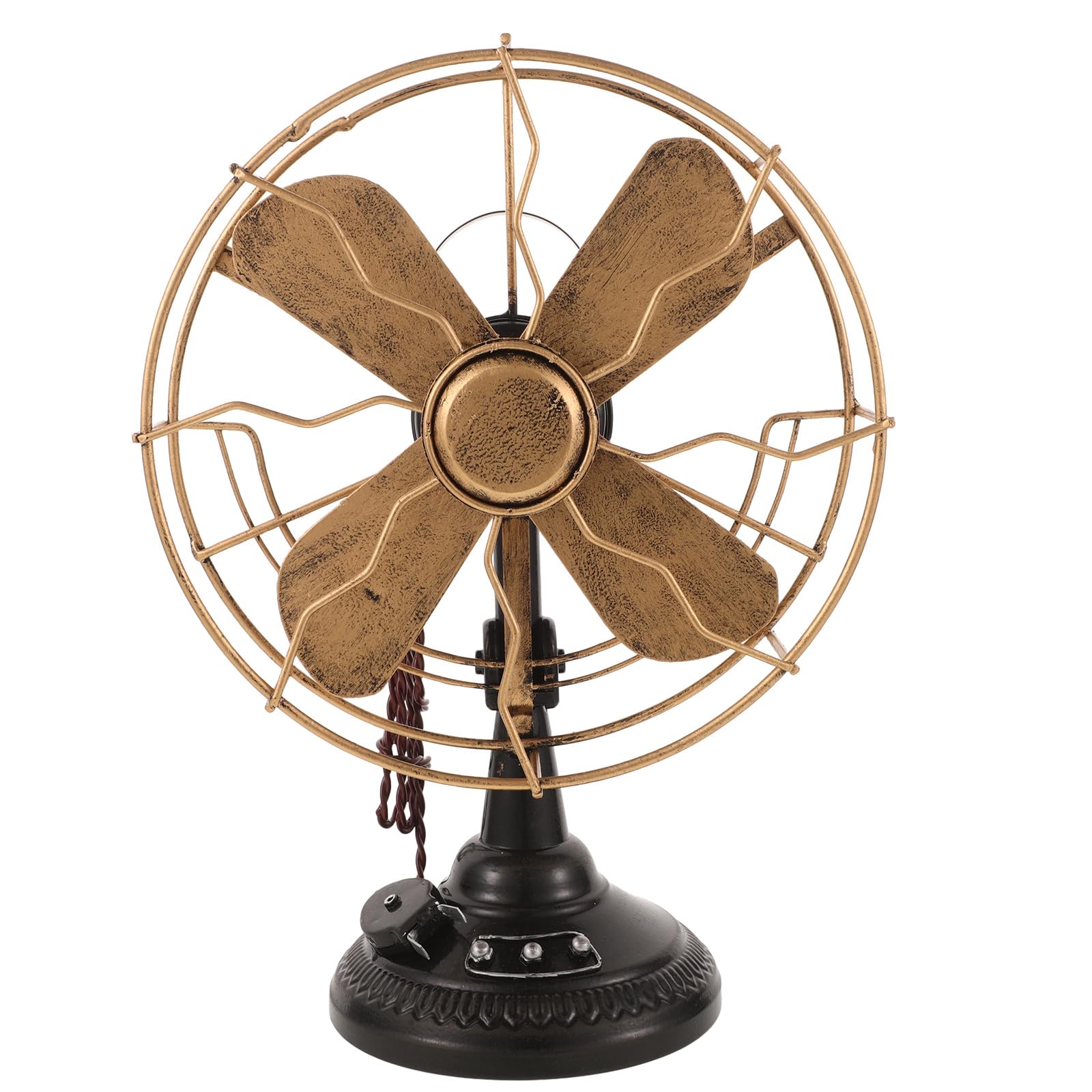 Photo 1 of **USED, DAMAGED** LOGOFUN Vintage Iron Art Desk Fan Model Antique Retro Table Fans Sculpture Static Ornaments for Home Tabletop - Bronze(Not a Real Fan)