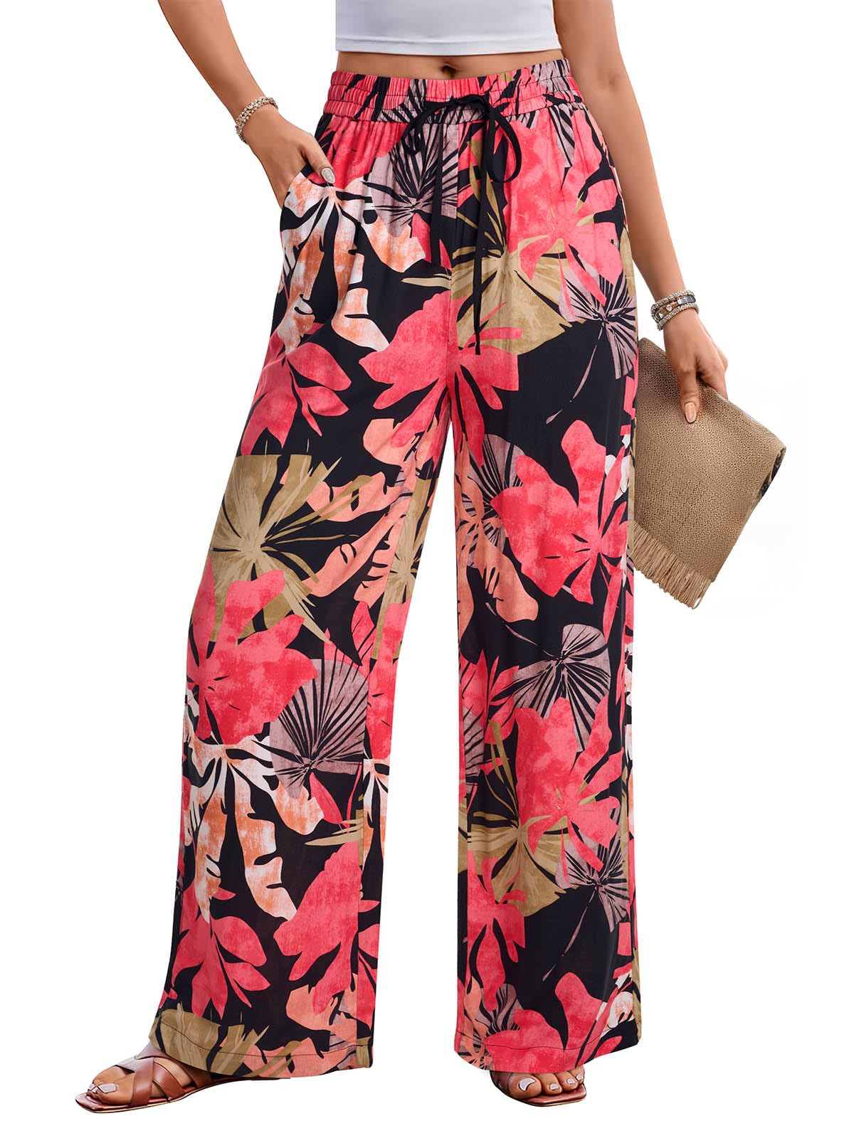 Nimin NIMIN Palazzo Pants for Women Wide Leg High Waisted 2025 Summer Flowy ...
