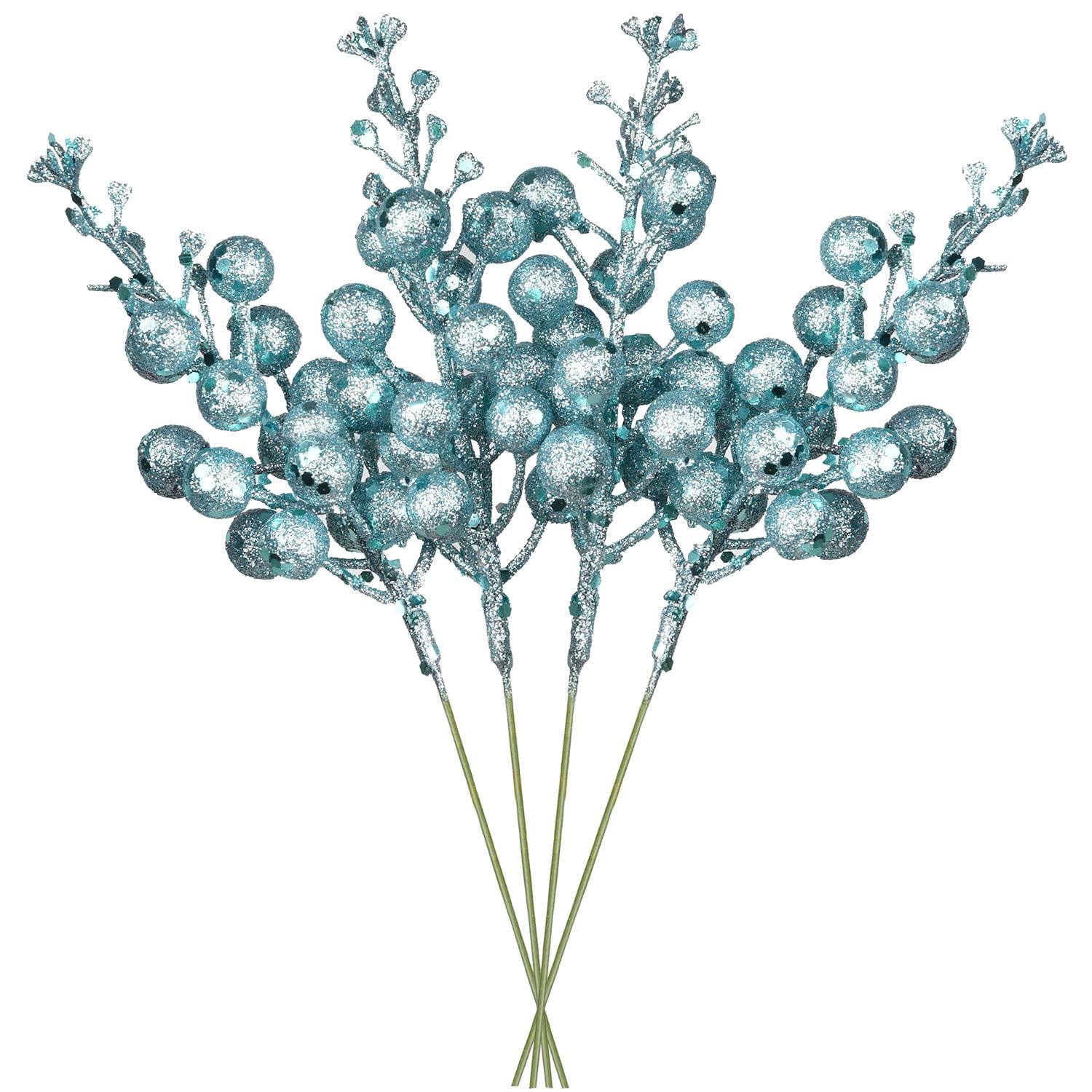 Photo 1 of DearHouse 14 Pack Christmas Glitter Berries Stems, 7.8Inch Artificial Christmas Picks for Christmas Tree Ornaments, DIY Xmas Wreath, Crafts, Holiday and Home Decor (Light Blue)