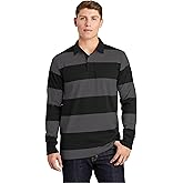 SPORT-TEK Unisex Classic Long Sleeve Rugby Polo | Collared Shirt for Men & Women, Relaxed Fit Top for Casual Wear & Work