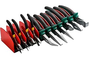 Reniteco Plier Organizer Red Pliers Holder With Adjustable Dividers Non-Slip Rubber Base for Customizable Versatile Plier Set Storage Rack