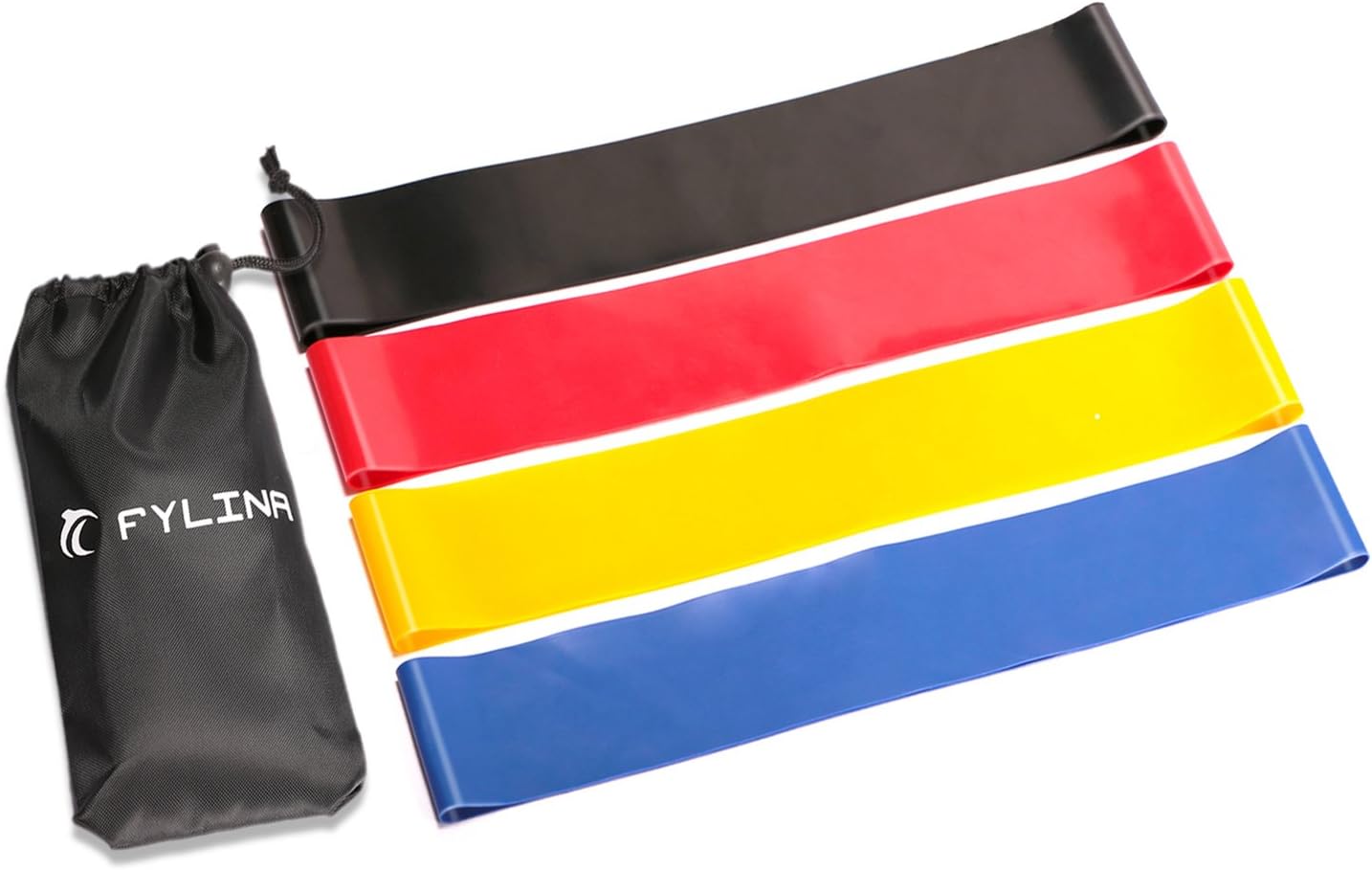FYLINA Resistance Loop Bands Exercise Bands 12-inch Workout Bands Set of 4 with Carrying Bag for Pilates, Stretching, Physical Therapy, Yoga and Home Fitness
