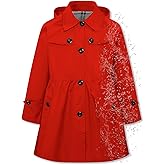 Betusline Girl's Rain Jackets Lightweight Waterproof Hooded Trench Coat Raincoats for Kids,2-14 Years