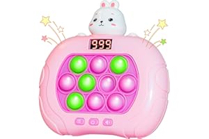 Quick Push Bubble Game for Kids Boys Girls Teens Easter, Electric with LED Screen Fast Push Game Pop Fidget Toys, ZDCZ Upgraded Puzzle Game Handheld Light Toy (LED Pink Rabbit)