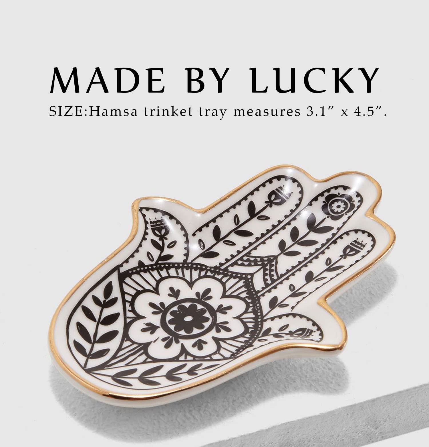 Jewelry Trinket Ring Dish Ceramic Hamsa Evil Eye Hand of Fatima Holder Key Ashtary Trinket Plate Bowl Small Boho Home Decorative Cute Decor Jewelry Tray Dish Gift Mom Brithday