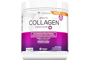 Multi Collagen Peptides Powder with Hyaluronic Acid & Vitamin C, Hydrolyzed Collagen Powder, Types I, II, III, V and X, Unfla