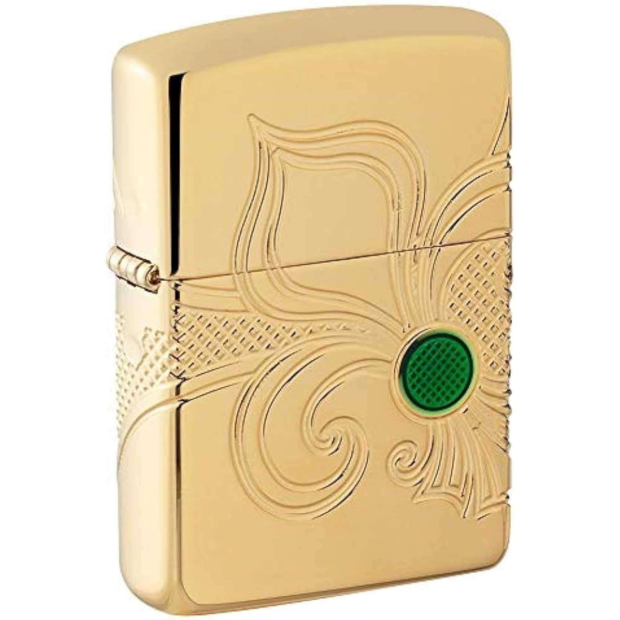 Zippo Windproof Lighter - Fleur De-Lis - Armor High Polish Brass Finish Gold with Engraving - Refillable - Reusable - Windproof - Gift Box - Made in USA