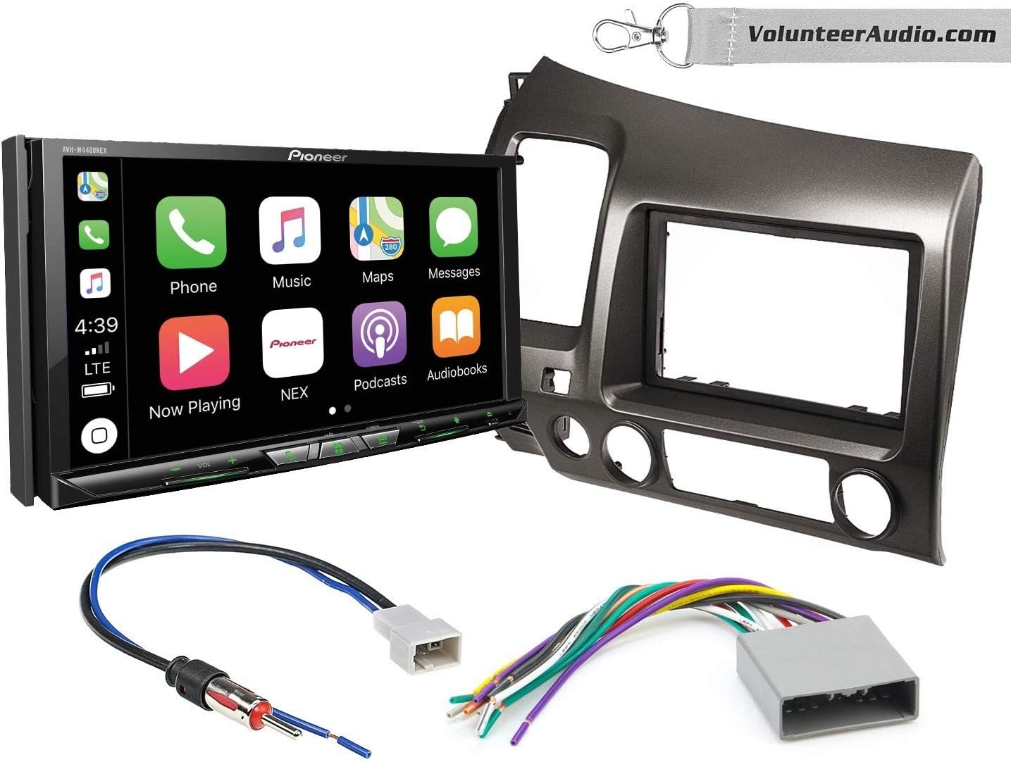 Pioneer AVH-W4400NEX Double Din Radio Install Kit With Apple CarPlay, Android Auto, Sirius XM Ready Fits 2006-2011 Honda Civic (Earth Taupe Brown)