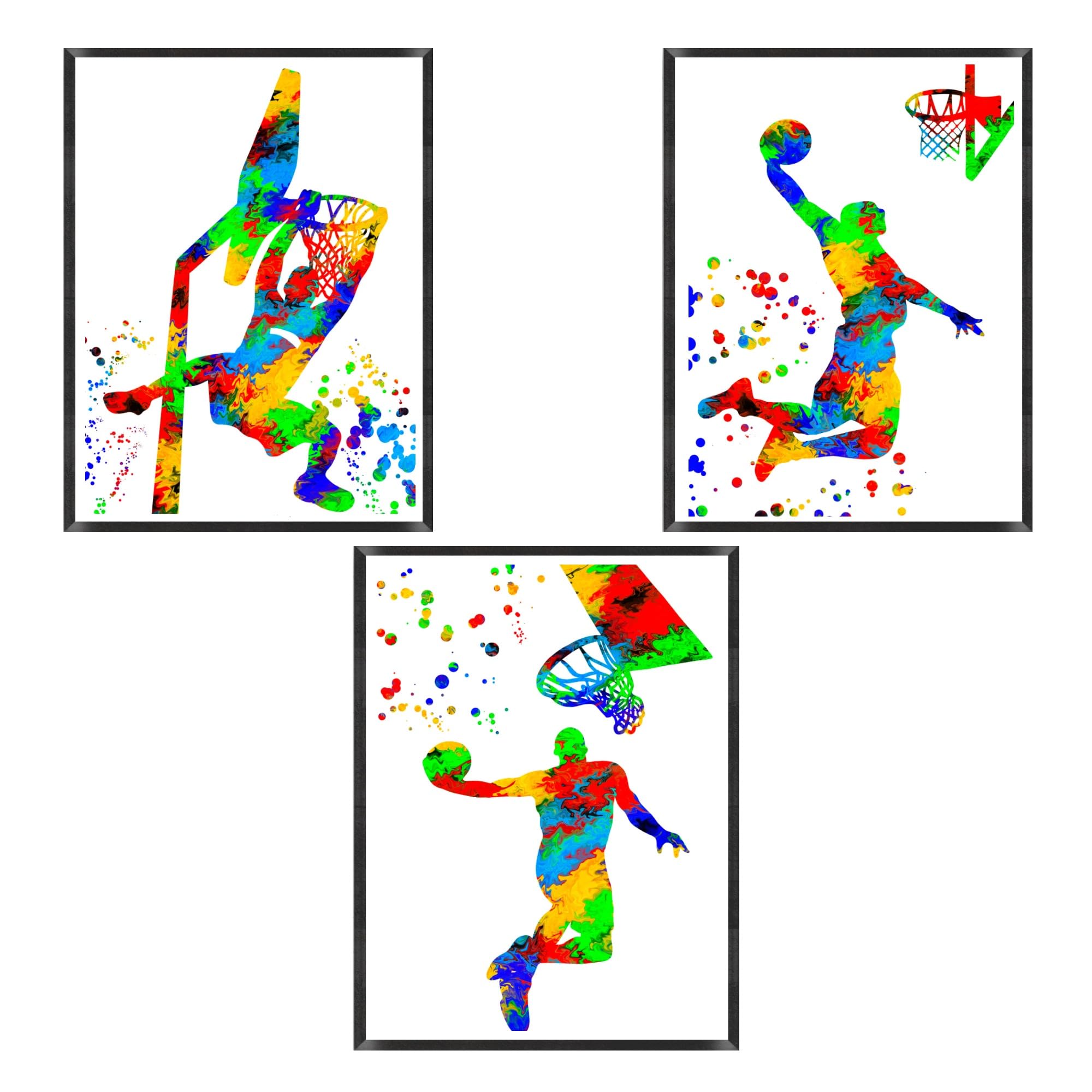 Set of three basketball prints | Available in A5, A4, A3, and A2 | Basketball bedroom decor | Boys basketball bedroom wall art (A4)