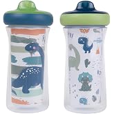 The First Years Dinosaur Kids Insulated Sippy Cups - Dishwasher Safe Spill Proof Toddler Cups - Ages 12 Months and Up - 9 Ounces - 2 Count