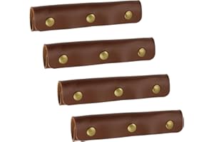 Mcredy Handbag Handle Cover Dark Brown PU Leather Luggage Handle Wraps with Metal Clasp for Purse Wallet Travel Bags, 4 Packs