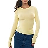 C202 Women's Merino Wool Blend Shirts Long Sleeve Tops Crew Neck Fitted Basic Tee Cozy Embrace Collection