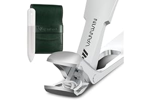 VANWIN Toenail Clippers for Seniors Thick Toenails, Angled Head Large Toe Nail Clippers for Men with Wide Jaw Opening, Sharp Heavy Duty Fingernail Clipper with Catcher Nail Cutter Long Handle Silver