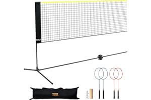 VEVOR Badminton Net, Height Adjustable Volleyball Net, Wide Foldable Pickleball Net, Portable Easy Setup Tennis Net Set with Poles, Stand and Carry Bag, for Kids Backyard Game Indoor Outdoor Use