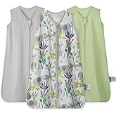 TILLYOU Baby Sleep Sack 0-6 Months 0.5 Tog Cotton Wearable Blanket for Baby, 3 Pack Infant Sleeping Sack with 2-Way Zipper, Elephant