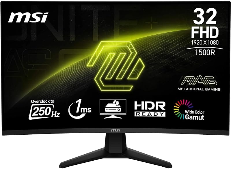 MSI MAG 32C6X 32 Inch FHD Curved Monitor 1500R 250 Hz OC 1ms MPRT