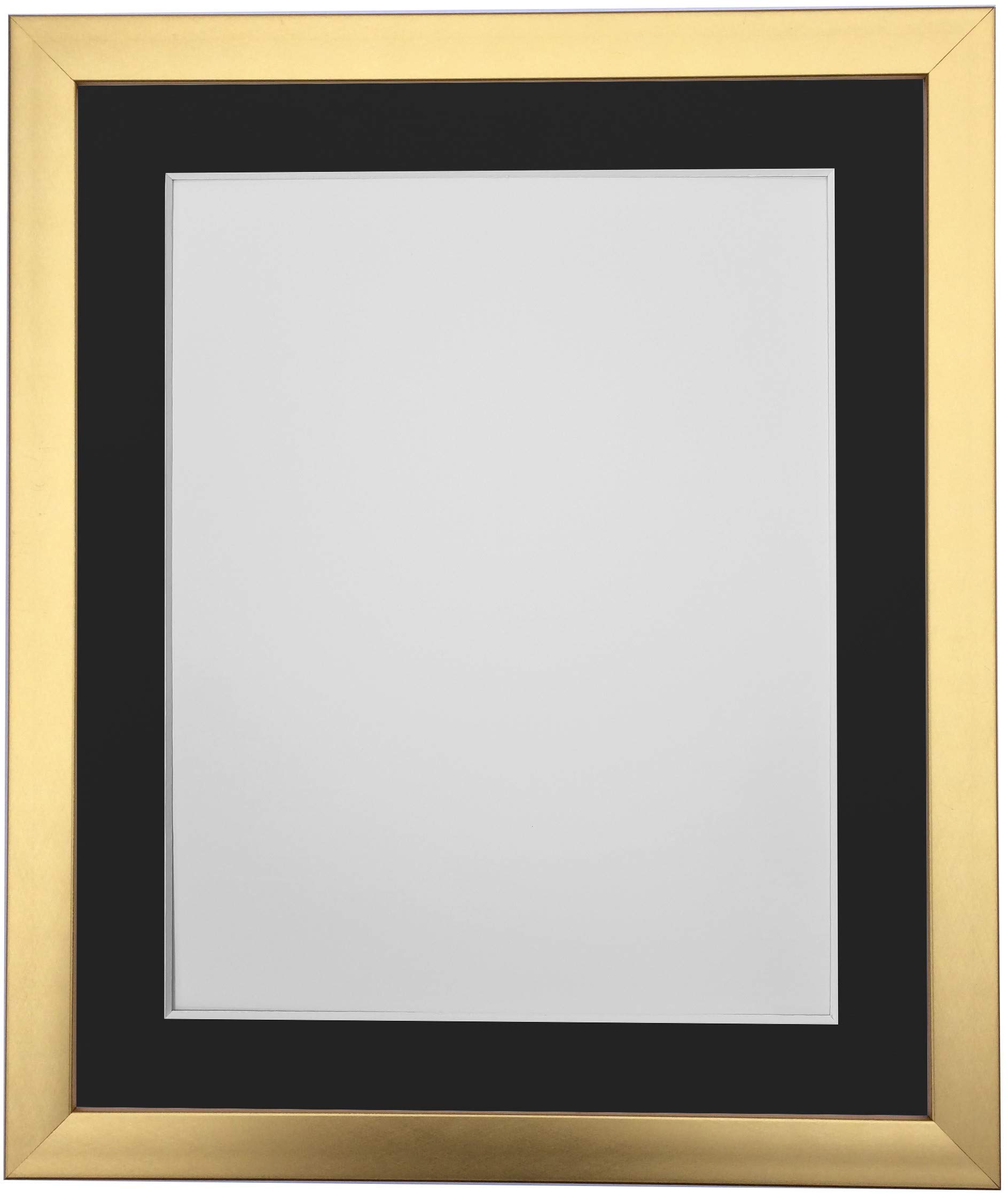FRAMES BY POST 0.75 Inch Gold Picture Photo Frame With Black Mount A4 Image Size 10 x 6 Inch Plastic Glass