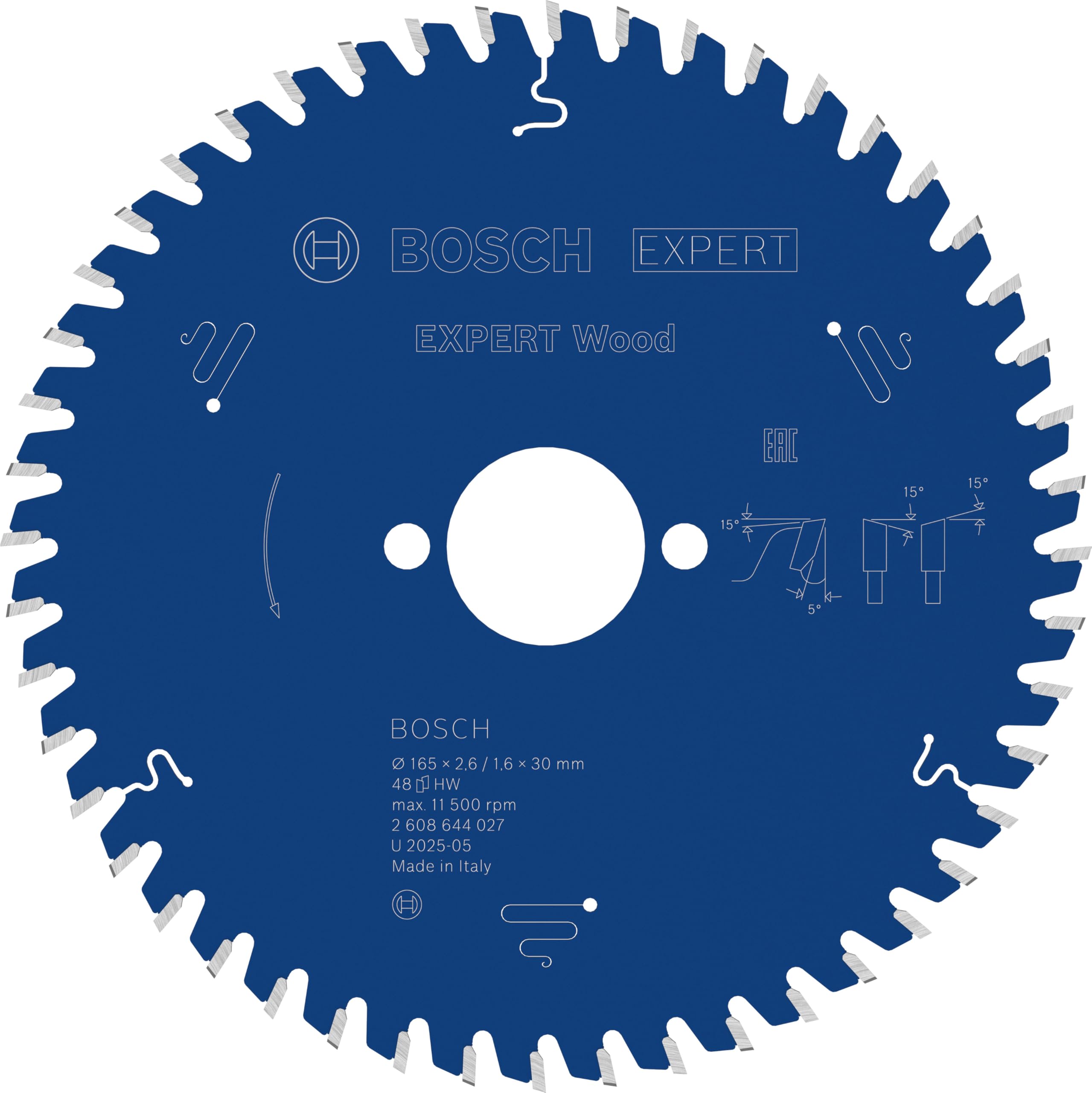 Bosch 1x EXPERT Wood Corded Circular Saw Blade for Handheld Circular Saw (for Softwood, Hardwood, Ø mm, Professional Accessory Hand-Held Corded Circular Saws)