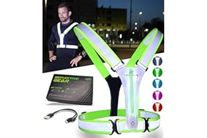 FREEMOVE LED Reflective Running Light-Up Vest, USB Rechargeable, Fully Adjustable, Highly Visible Running Reflective Safety Gear, for Night Running, Cycling, Biking, Walking for Men, Women and Kids