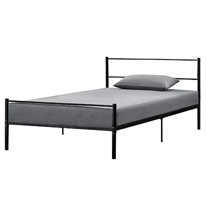 [en.casa] Metallbett 120 x 200cm Schwarz - Bettgestell Design Bett Schlafzimmer Metall