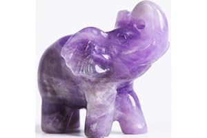 Ytbeoxk 1.8 Inch Amethyst Elephant Crystals Decor, Healing Crystal Cute Figurines, purple Elephant Gemstones Decorations Statue, Lucky Reiki Stones in Home and Office Meditation Gift for Women and men