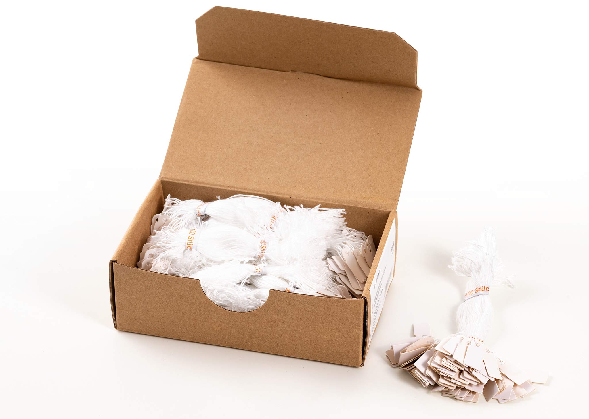 HERMA Hanging Tags with White Thread, 1000 Pieces, 10 x 22 mm, Thread Length approx. 8 cm, Mini Cardboard Price Tags, Marking Labels, Writable Tags, White