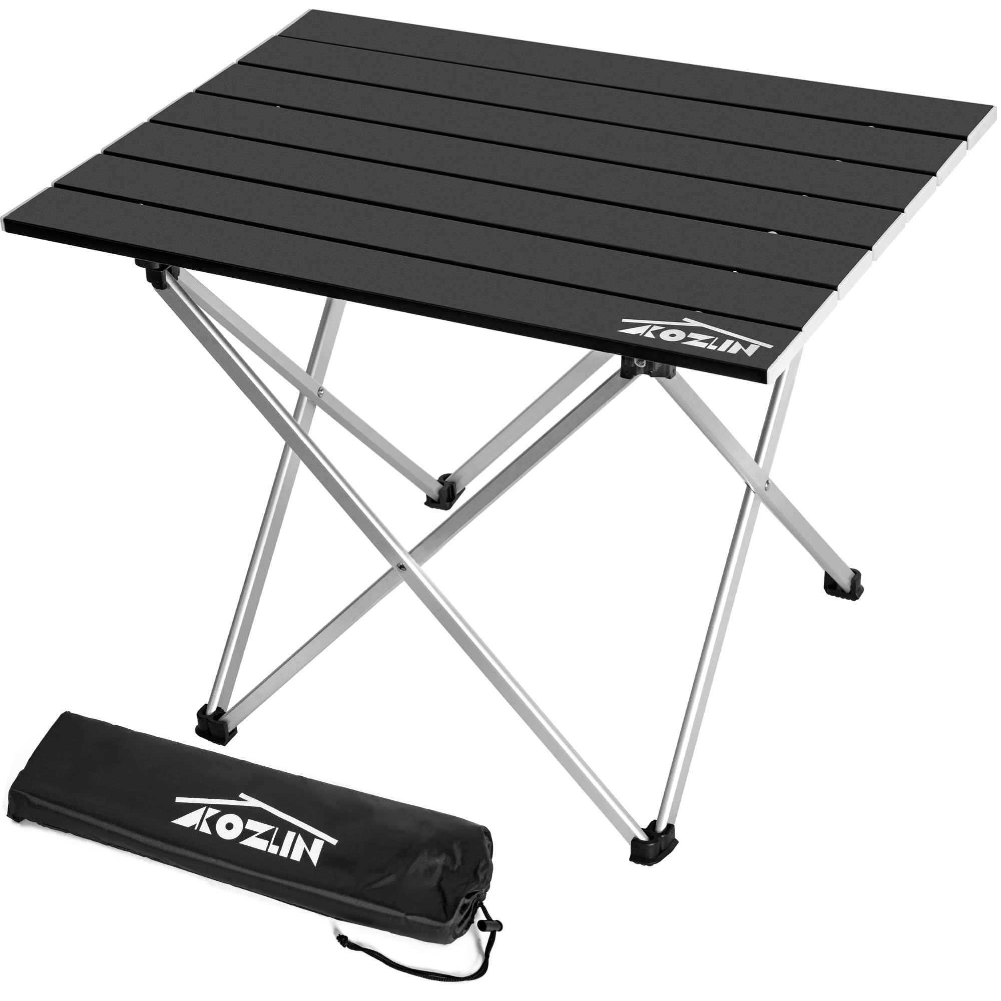 AKOZLIN Portable Camping Table with Carrying Bag Ultralight Outdoor Folding Table with Aluminum Table Top Easy to Carry Prefect for Picnics, Hiking, Fishing, Barbecue 56×40×40cm